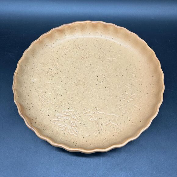 Vintage Gold Yellow Pie Plate Dish Moose Bear (Bjml) - Picture 2 of 6